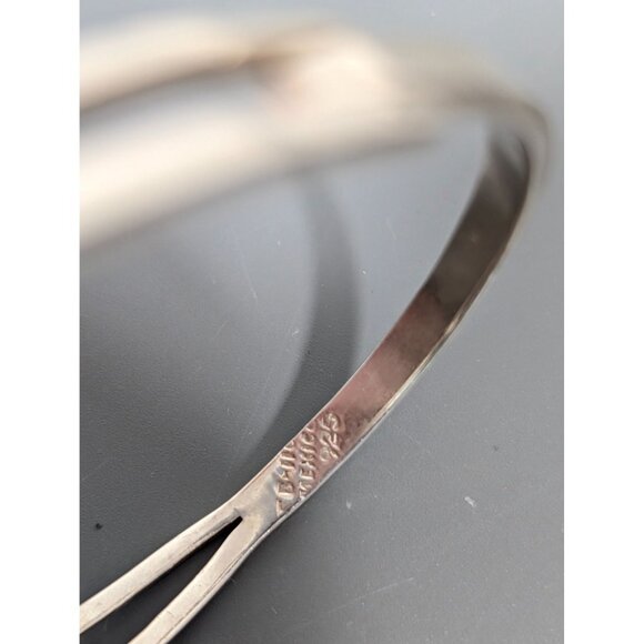 Mexico 925 Silver Modernist Hinge Bangle Bracelet 7" 15.98g - Picture 6 of 14